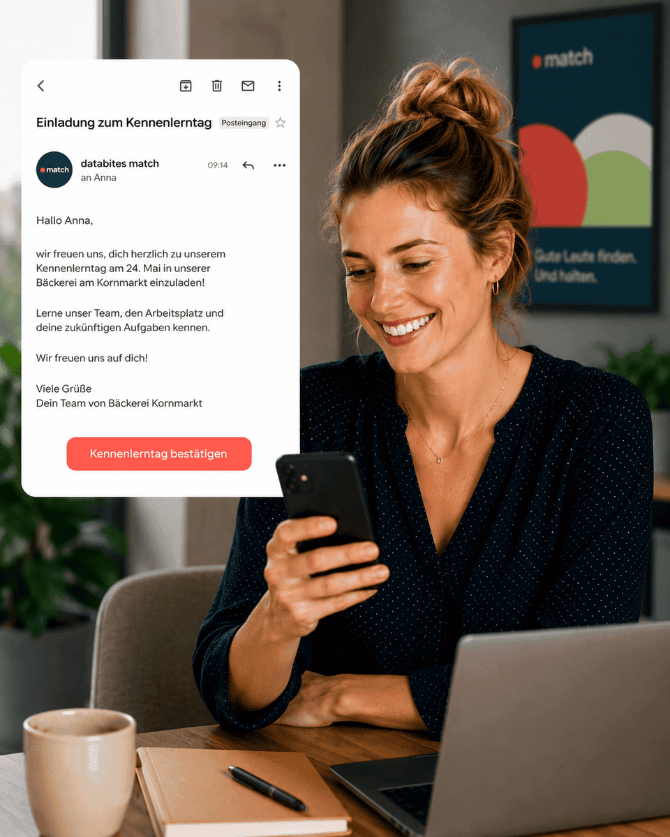 Mobile Mail mit Einladung zum Kennenlerntag in der Bäckerei